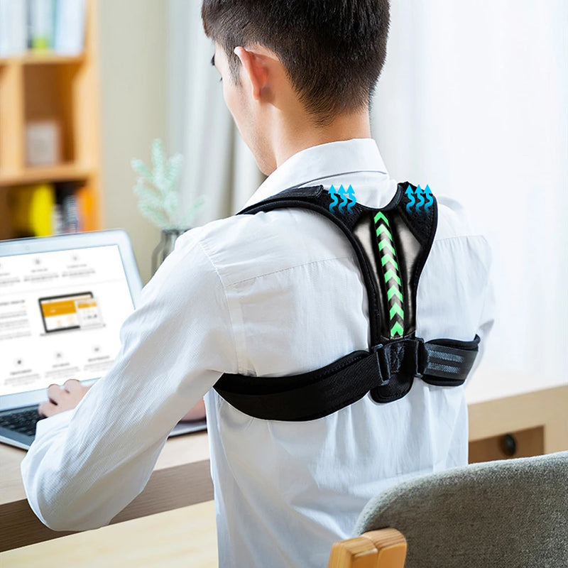 Corretor de Postura Ajustável para Costas, Ombros e Clavícula – Suporte Ergonômico para Correção Postural