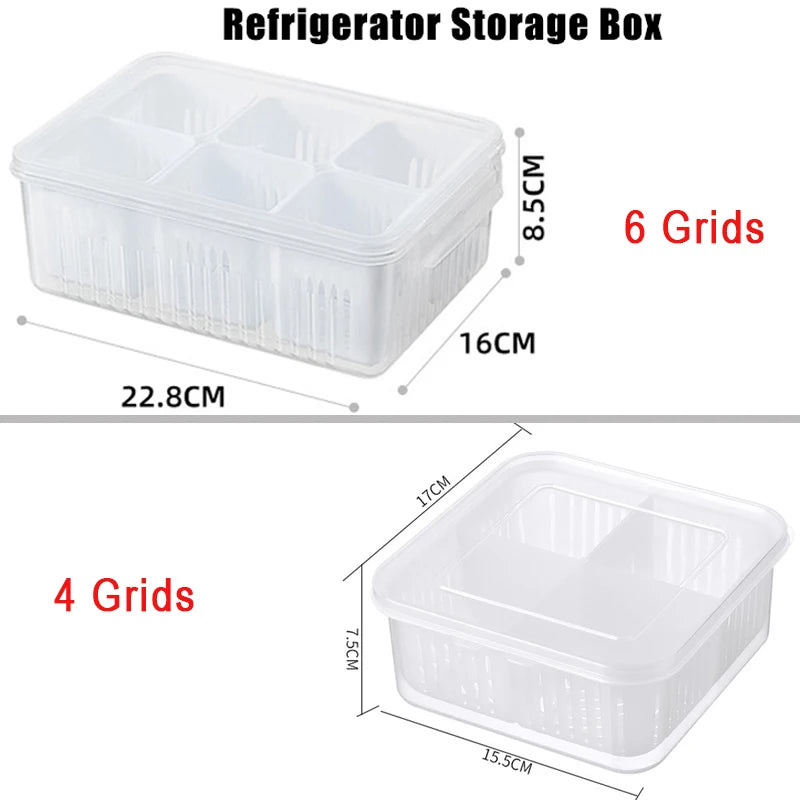 Caixa de Armazenamento para Geladeira com 4/6 Grades – Organização e Frescor Garantidos