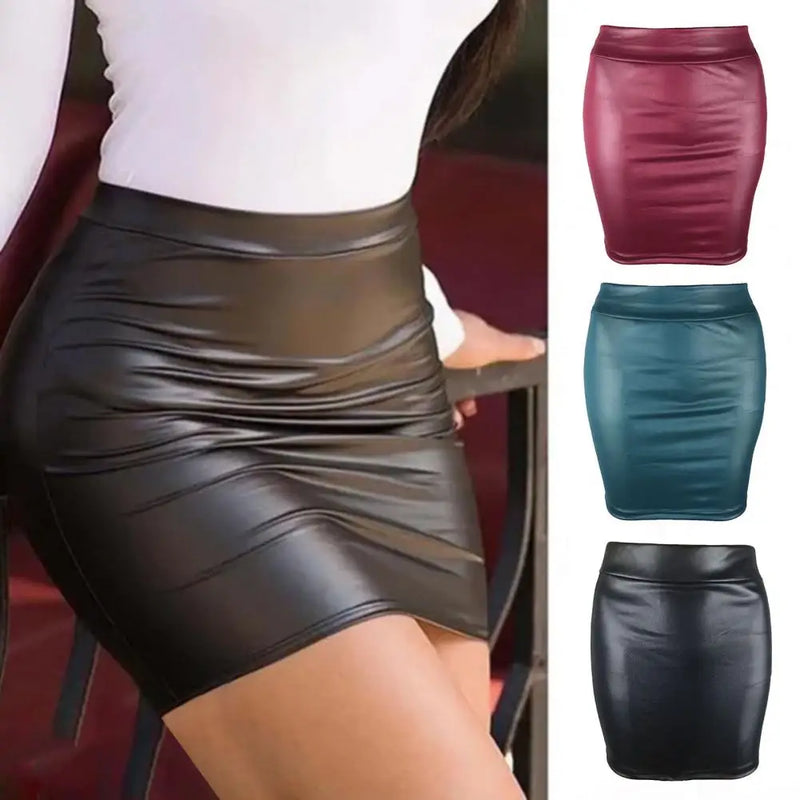 Mini Saia Bodycon de Couro Fake para Mulheres - Verão e Outono Elegantes