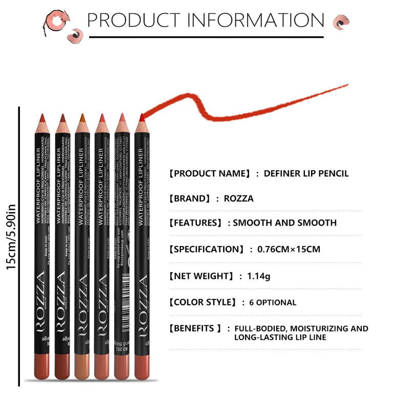 Lápis de Batom Nude Fosco 14 cores à Prova D´água – Definição e Elegância para Seus Lábios