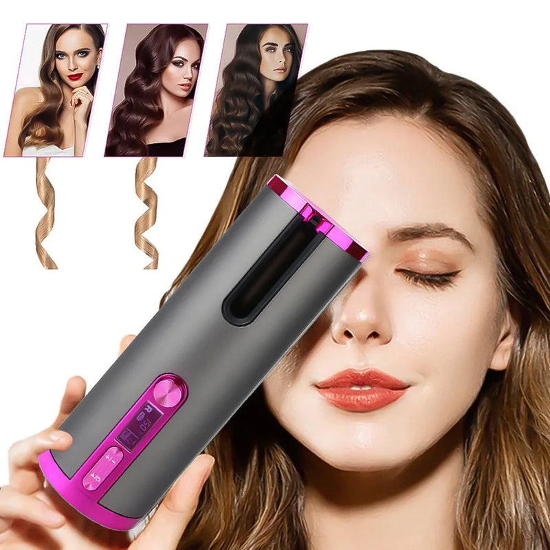 Modelador de Cabelo Automático Sem Fio YX-802 – Portátil, Recarregável e com Temperatura Ajustável para Cachos Perfeitos